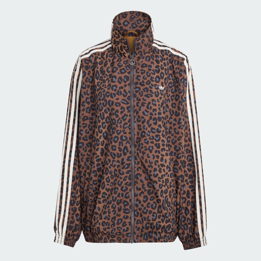 adidas Firebird leopard-print oversized track top
