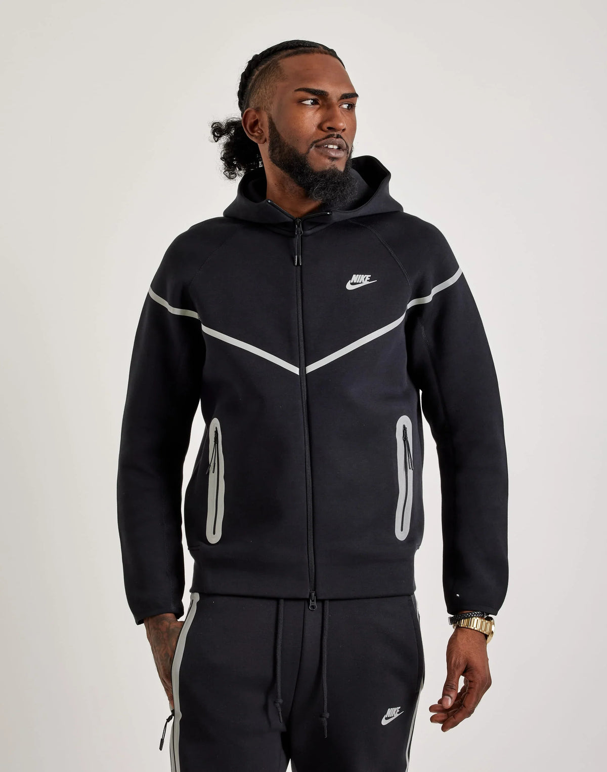 Nike Tech Fleece Full-Zip Windrunner 'Black/Bemis Silver'