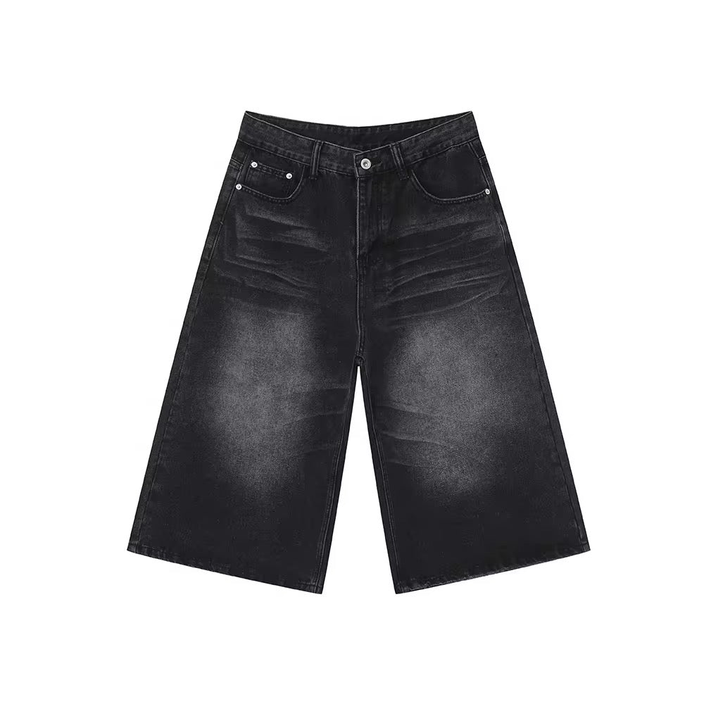 Denim black jorts