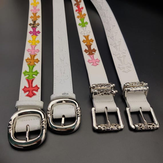 White rainbow chrome belt