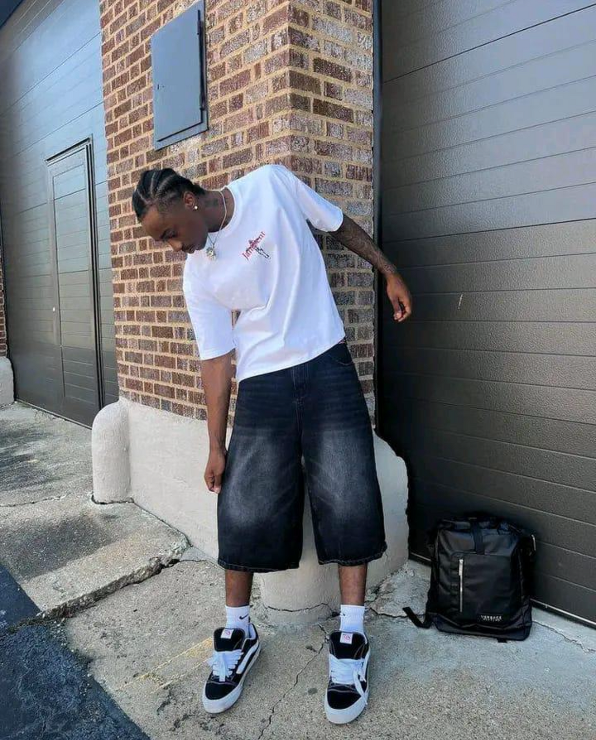 Denim black jorts