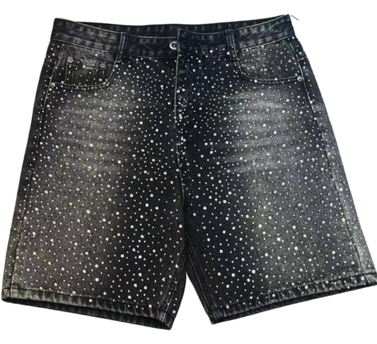 Rhinestone denim jorts