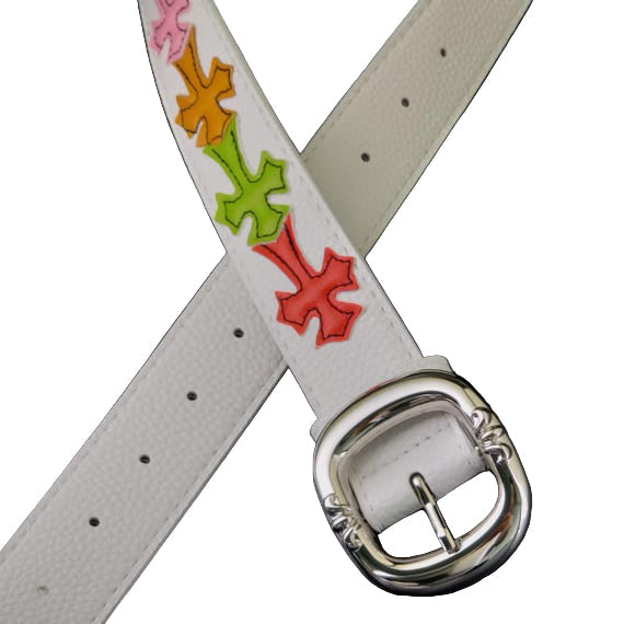 White rainbow chrome belt