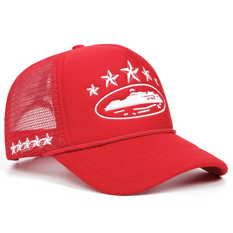 Corteiz Alcatraz Trucker Hat – Red / White